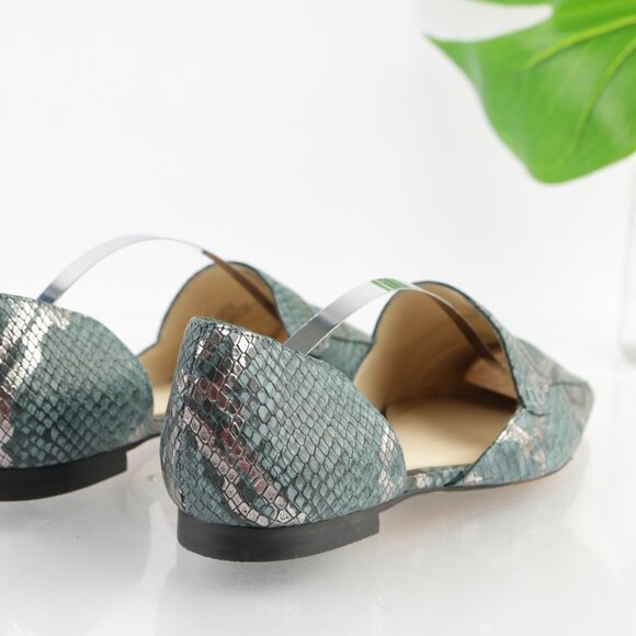 Vince Camuto Womens Kordie D'Orsay Flats Size 8.5 Blue Teal Python Slip On Shoes - Picture 4 of 12